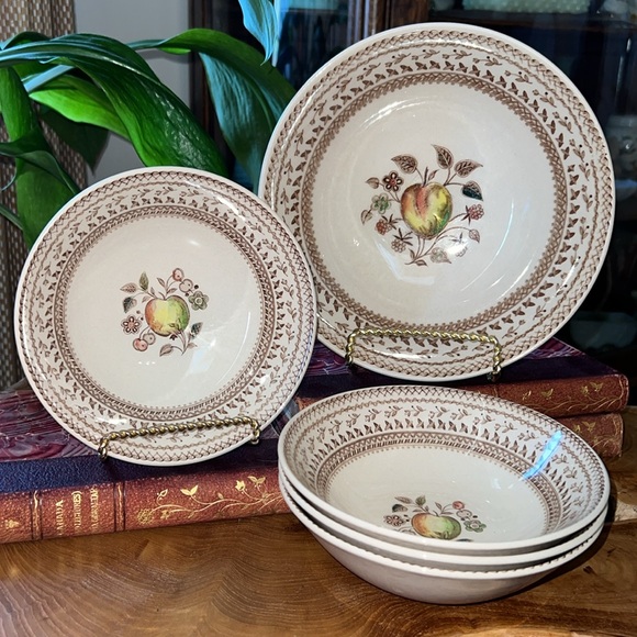 Vintage Johnson Bros Fruit Sampler Bowl Set Staffordshire Old Granite England - Picture 10 of 10